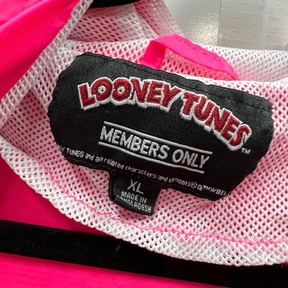 Members Only windbreaker looney tunes Women's XL pink pullover jacket Bugs Bunny - Picture 10 of 12